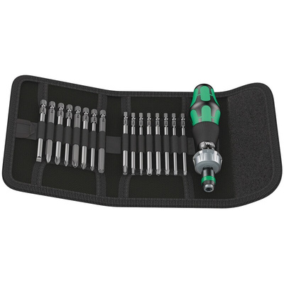 Wera Hexagon, Square, Torx Hexagon; Hex-Plus; Slotted; Pozidriv; Phillips; Torx Ratchet Screwdriver & Bit Set