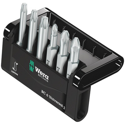 Wera Driver Bit Set 6 Pieces, Phillips, Pozidriv, Torx