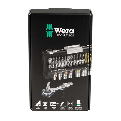 Wera 1/4 in Hexagon Phillips, Pozidriv, Slotted, Torx Ratchet Bit Set, 170 mm length