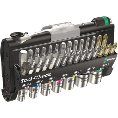Wera 1/4 in Hexagon Phillips, Pozidriv, Slotted, Torx Ratchet Bit Set, 170 mm length
