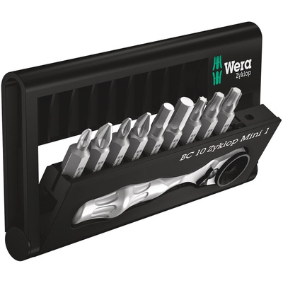 Wera 1/4 in Hexagon Phillips, Pozidriv, Slotted, Torx Ratchet Screwdriver, 87 mm length