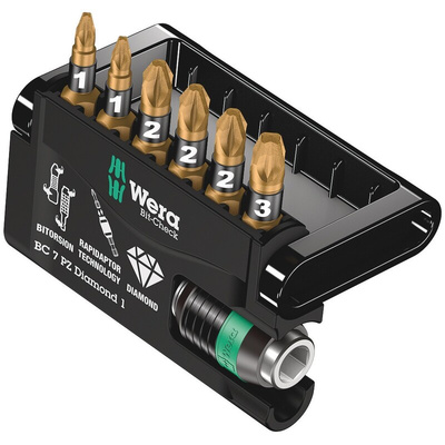 Wera Impact Bit Set 7 Pieces, Hexagon, Pozidriv