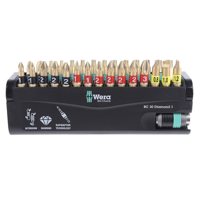 Wera Impact Bit Set 30 Pieces, Hexagon, Phillips, Pozidriv, Slotted, Torx