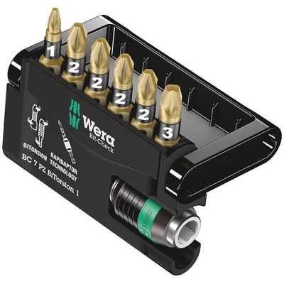 Wera Driver Bit Set 7 Pieces, Hexagon, Pozidriv