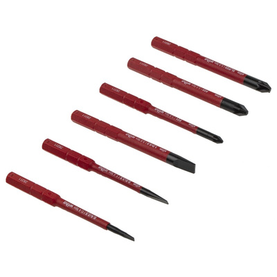 Wiha Driver Bit Set 6 Pieces, Pozidriv, Slotted
