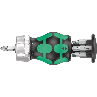Wera Screwdriver Handle With Bits 6 Pieces, Phillips, Slotted