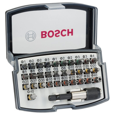 Bosch Screwdriver Bit Set 32 Pieces, Phillips, Pozidriv, Slotted, Torx