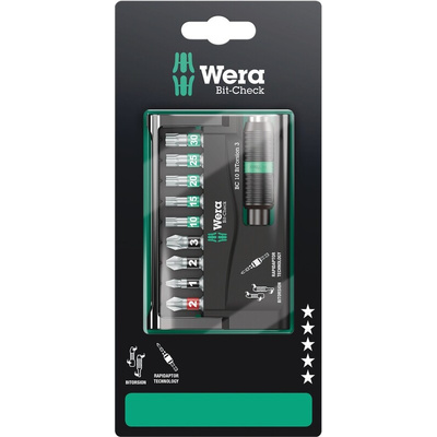 Wera 10 Pieces, Hexagon, Phillips, Pozidriv, Torx