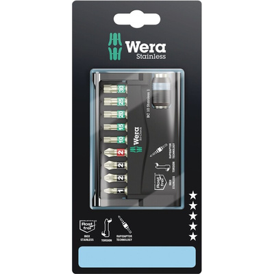 Wera 10 Pieces, Hexagon, Phillips, Pozidriv, Torx