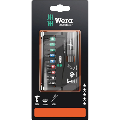 Wera 10 Pieces, Hexagon, Phillips, Pozidriv, Torx