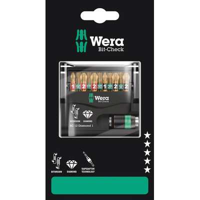 Wera 12 Pieces, Phillips, Pozidriv, Torx