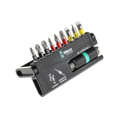 Wera Driver Bit Set 10 Pieces, Hexagon, Phillips, Pozidriv, Slotted