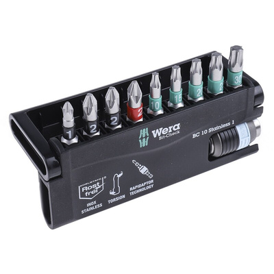 Wera Driver Bit Set 10 Pieces, Hexagon, Phillips, Pozidriv, Torx