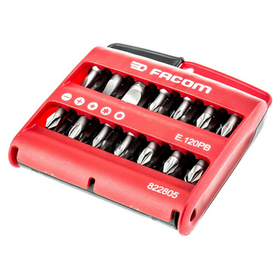 Facom Driver Bit Set 28 Pieces, Hexagon, Phillips, Pozidriv, Slotted, Torx