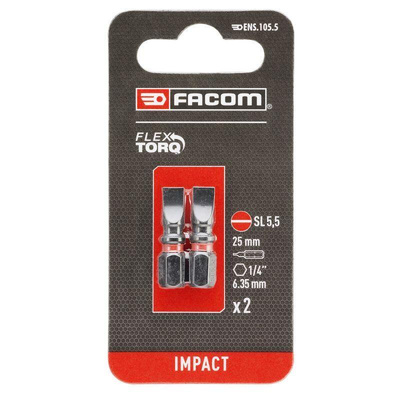 Facom Slotted Screwdriver Bit, 5.5 mm Tip
