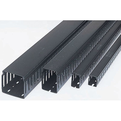 Betaduct Black Slotted Panel Trunking - Closed Slot, W75 mm x D75mm, L1m, Noryl