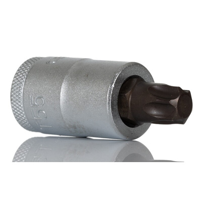 Gedore Torx Screwdriver Bit, T55 Tip, Square Drive, 55 mm Overall