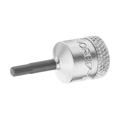 Gedore Hexagon Screwdriver Bit, 2.5 mm Tip, 1/4 in Drive, 28 mm Overall