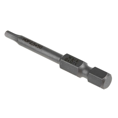 Wera Hexagon Screwdriver Bit, 2.5 mm Tip, 1/4 in Drive, Hexagon Drive, 50 mm Overall