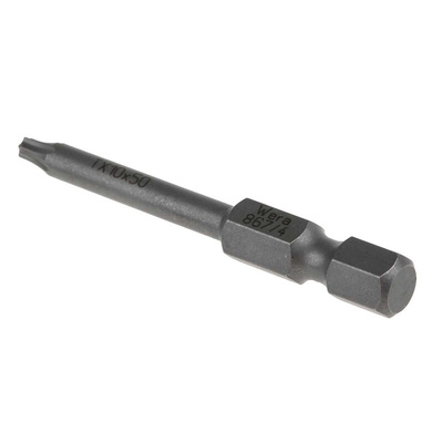 Wera Torx Screwdriver Bit, TX 10 Tip, 1/4 in Drive, Hexagon Drive, 50 mm Overall