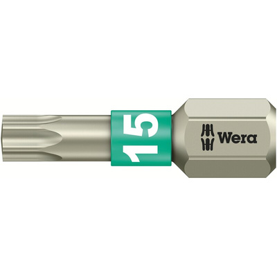 Wera Torx Screwdriver Bit, T15 Tip, 25 mm Overall