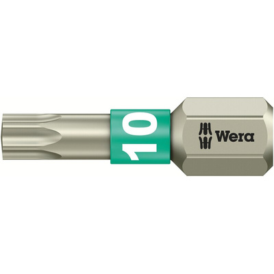Wera Torx Screwdriver Bit, T10 Tip, 25 mm Overall