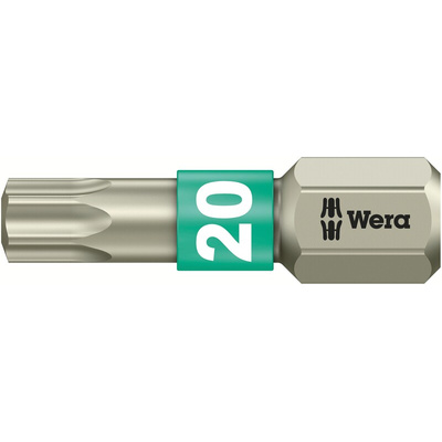 Wera Torx Screwdriver Bit, T20 Tip, 25 mm Overall