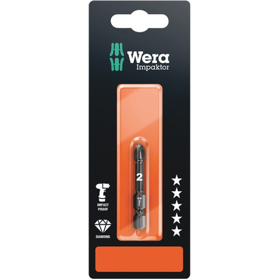Wera Pozidriv Screwdriver Bit, 50 mm Tip