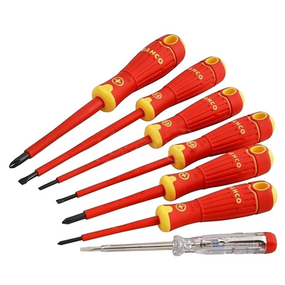 Bahco B220.027 Phillips; Slotted Insulated Screwdriver Set, 7-Piece