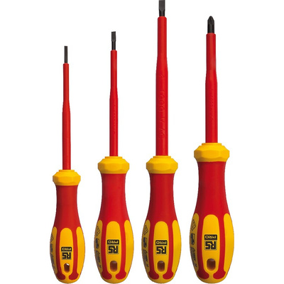 RS PRO G99-402 Pozidriv; Slotted Insulated Screwdriver Set, 4-Piece