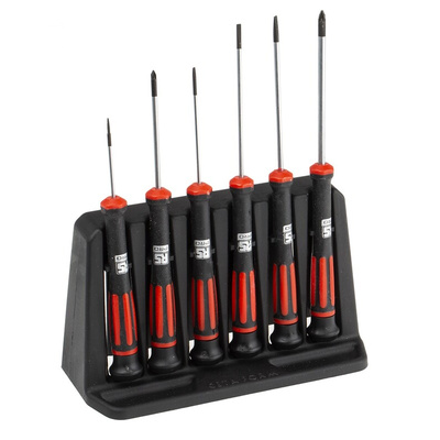 RS PRO Pozidriv; Slotted Precision Screwdriver Set, 6-Piece