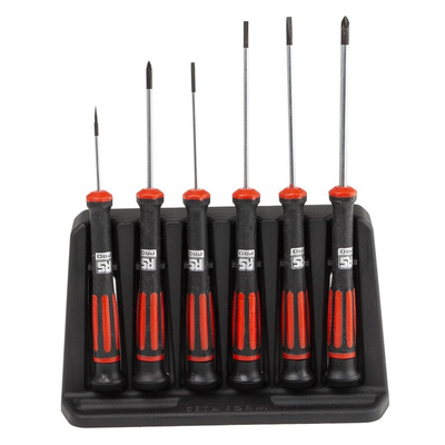 RS PRO Pozidriv; Slotted Precision Screwdriver Set, 6-Piece