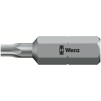 Wera Tamperproof Torx Screwdriver Bit, T9 Tip, 25 mm Overall