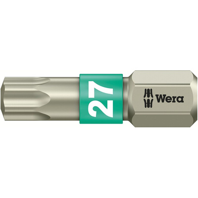 Wera Torx Screwdriver Bit, T27 Tip, 25 mm Overall