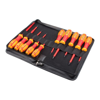 RS PRO Phillips; Pozidriv; Slotted Insulated Screwdriver Set, 10-Piece