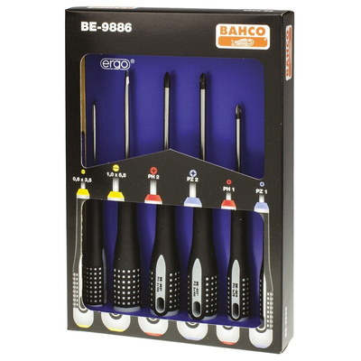 Bahco Phillips; Pozidriv; Slotted Screwdriver Set, 6-Piece