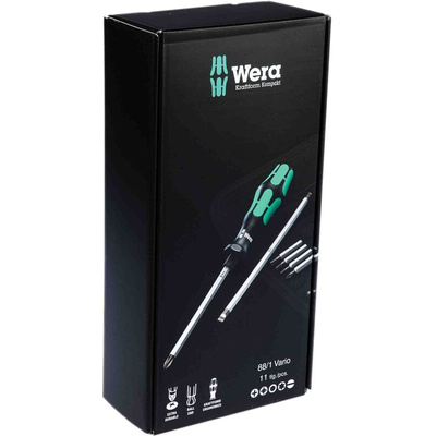 Wera Hexagon; Phillips; Pozidriv; Slotted; Torx Interchangeable Screwdriver Set, 11-Piece