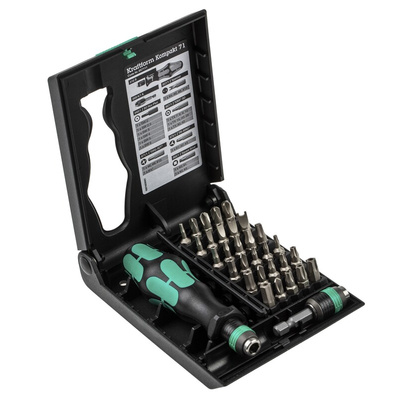Wera Hexagon; Spanner; Tamper Torx; Square; Torq Set; Tri-Wing Interchangeable Screwdriver Set, 32-Piece