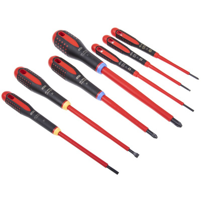 Bahco Pozidriv; Slotted Insulated Screwdriver Set, 7-Piece