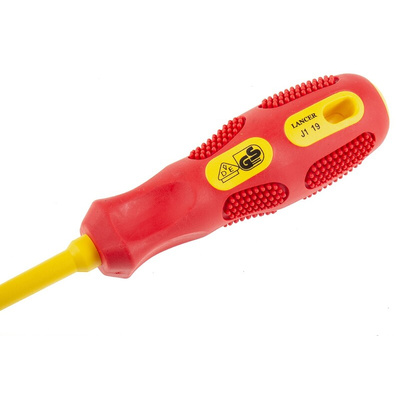 RS PRO Slotted Insulated Screwdriver, 4 mm Tip, 100 mm Blade, VDE/1000V, 200 mm Overall