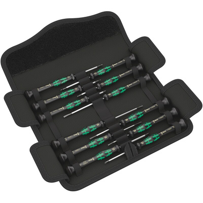 Wera 5073675001 Hexagon; Phillips; Slotted; Torx Precision Screwdriver Set, 12-Piece