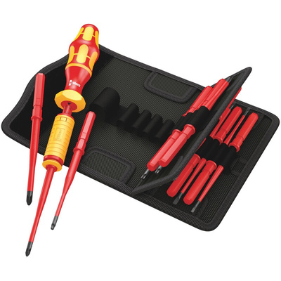 Wera Phillips; Pozidriv; Slotted; Torx Interchangeable Insulated Screwdriver Set, 15-Piece