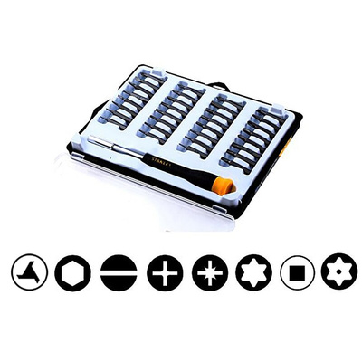 Stanley Hexagon; Phillips; Pozidriv; Slotted; Square; Tamperproof Torx; Torx; Triwing Interchangeable Precision