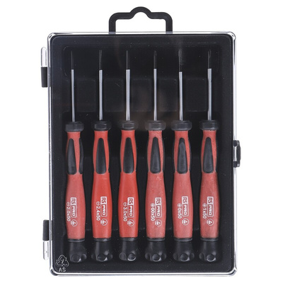 RS PRO Phillips; Slotted Precision Screwdriver Set, 6-Piece, ESD-Safe