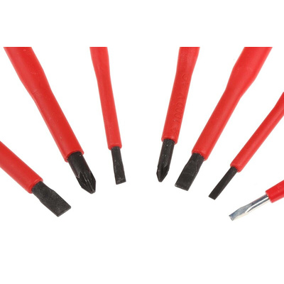 RS PRO Pozidriv; Slotted Insulated Screwdriver Set, 7-Piece