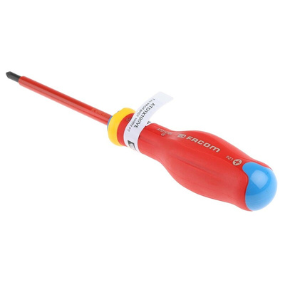 Facom Pozidriv Insulated Screwdriver, PZ1 Tip, 100 mm Blade, VDE/1000V, 209 mm Overall