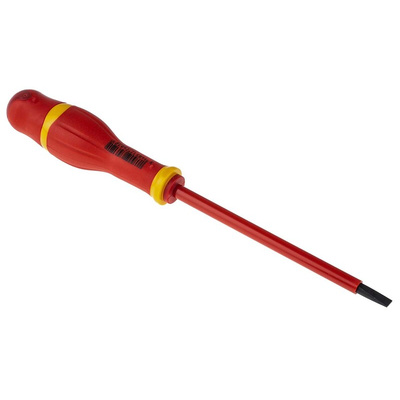 Facom Slotted Insulated Screwdriver, 5.5 x 1 mm Tip, 125 mm Blade, VDE/1000V, 235 mm Overall