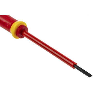 Facom Slotted Insulated Screwdriver, 2.5 x 0.4 mm Tip, 75 mm Blade, VDE/1000V, 178 mm Overall