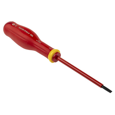 Facom Slotted Insulated Screwdriver, 4 x 0.8 mm Tip, 100 mm Blade, VDE/1000V, 210 mm Overall