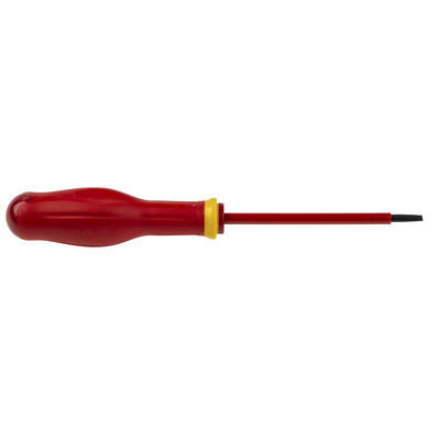 Facom Slotted Insulated Screwdriver, 4 x 0.8 mm Tip, 100 mm Blade, VDE/1000V, 210 mm Overall